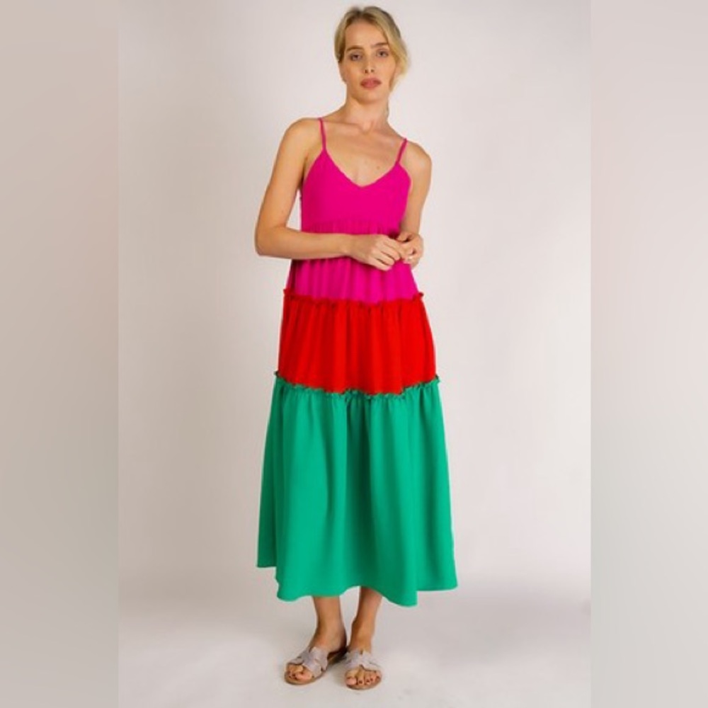 Color block maxi dress